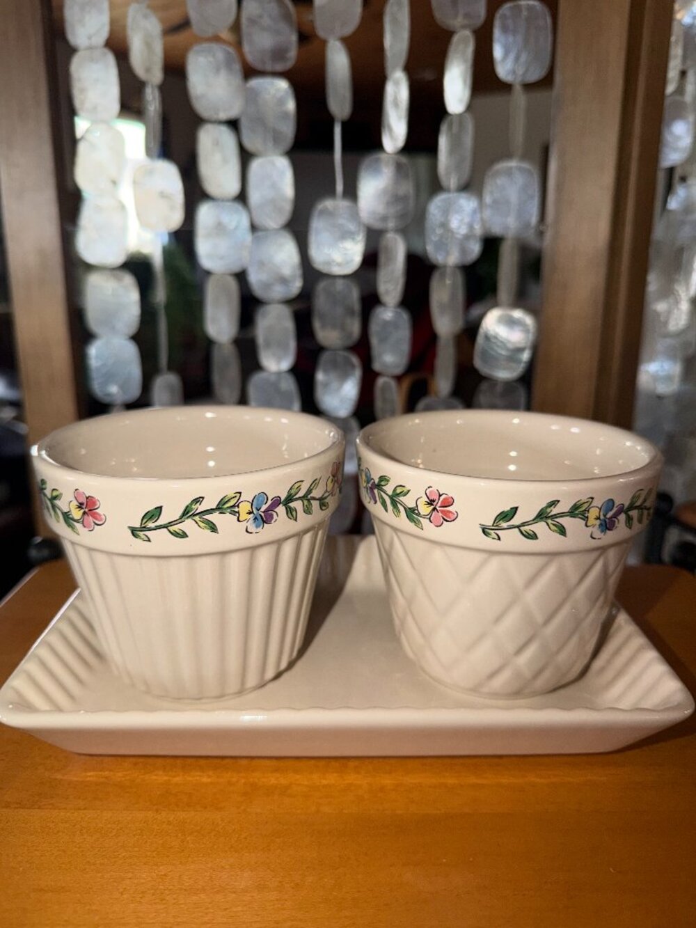 Longaberger Early Blossom Flower Pot & Tray Set -NEW